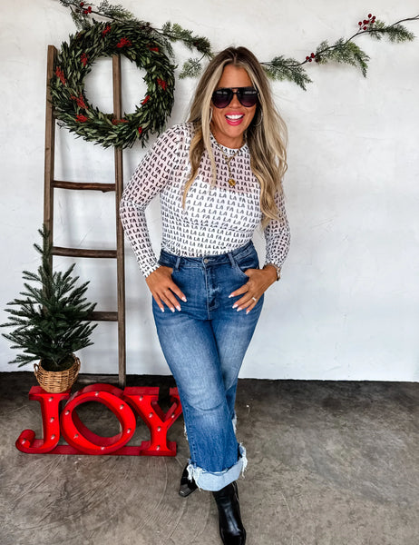 PREORDER: Christmas Printed Mesh Tops