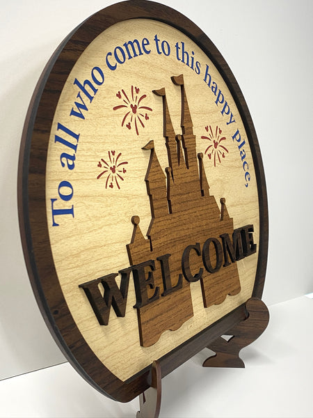 Large Round Happy Place Sign