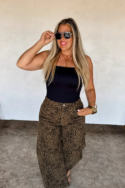 PREORDER: Bex Cheetah Barrel Jeans (Stretchy)