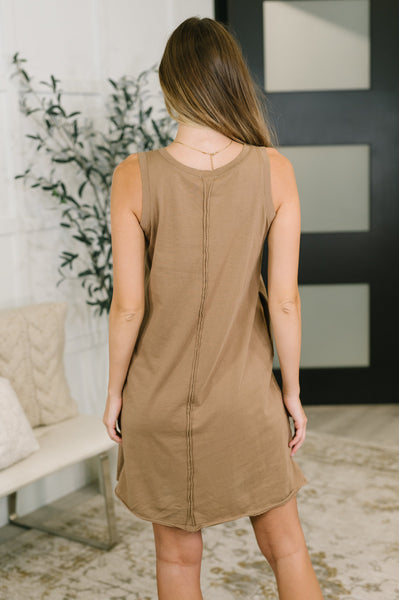 Blank Slate Scoop Neck Tank Dress in Mocha