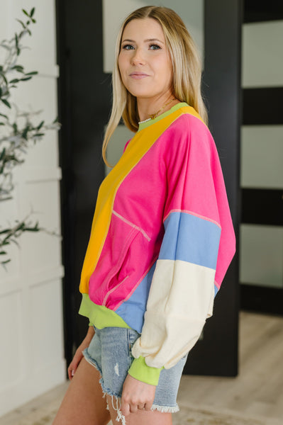 Blockbuster Color Block Pullover in Bright