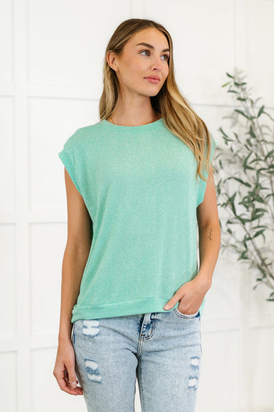 Casually Iconic Waffle Knit Top in Mint