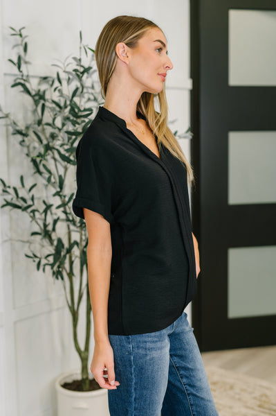 PREORDER: Crinkle Wove V-Neck Blouse in Four Colors