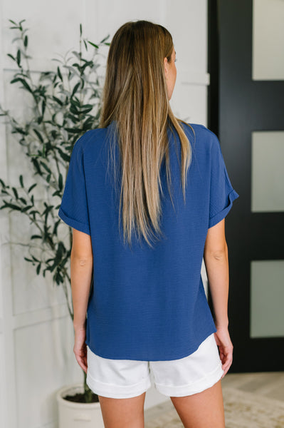 PREORDER: Crinkle Wove V-Neck Blouse in Four Colors