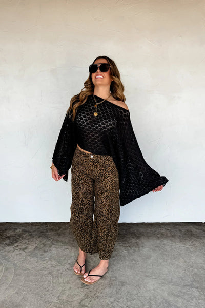 PREORDER: Bex Cheetah Barrel Jeans (Stretchy)