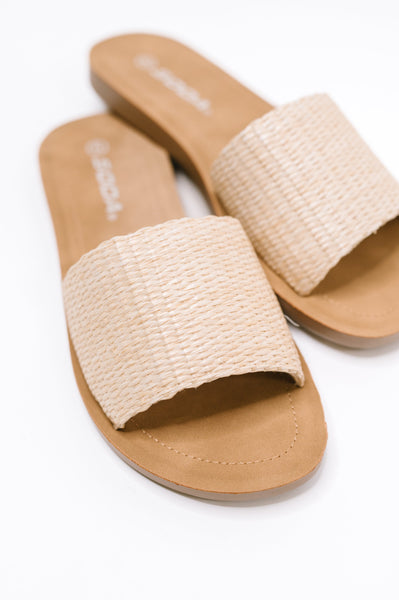 Efron Raffia Woven Slip On Sandal in Bone