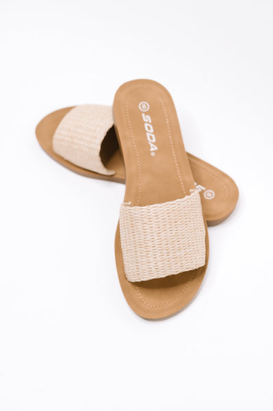 Efron Raffia Woven Slip On Sandal in Bone