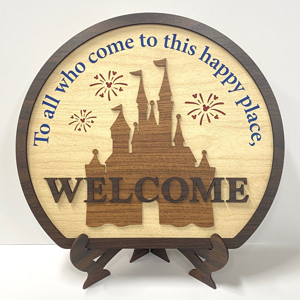 Large Round Happy Place Sign