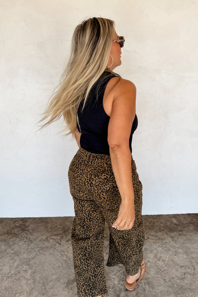 PREORDER: Bex Cheetah Barrel Jeans (Stretchy)