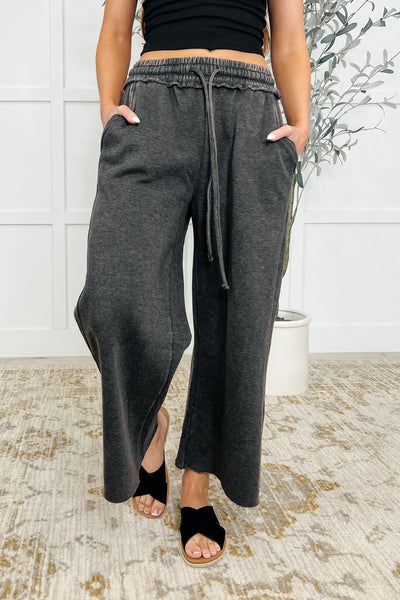 In or Out Wide Leg Cropped Pants Ash Black