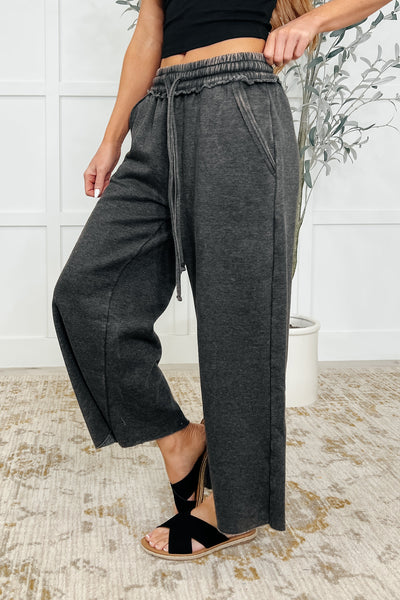 In or Out Wide Leg Cropped Pants Ash Black