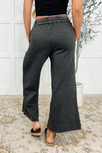 In or Out Wide Leg Cropped Pants Ash Black