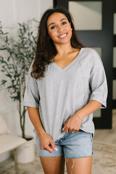 It's All You Oversized Tunic Top in Grey