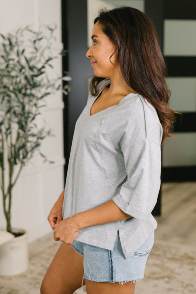 It's All You Oversized Tunic Top in Grey