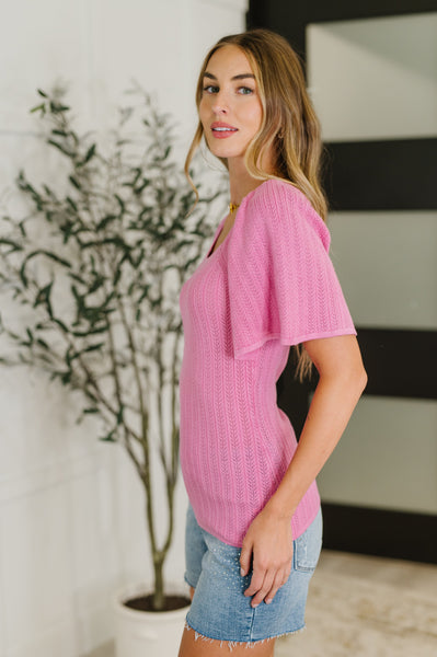 PREORDER: Kimono Sleeve Knit Blouse in Fuchsia