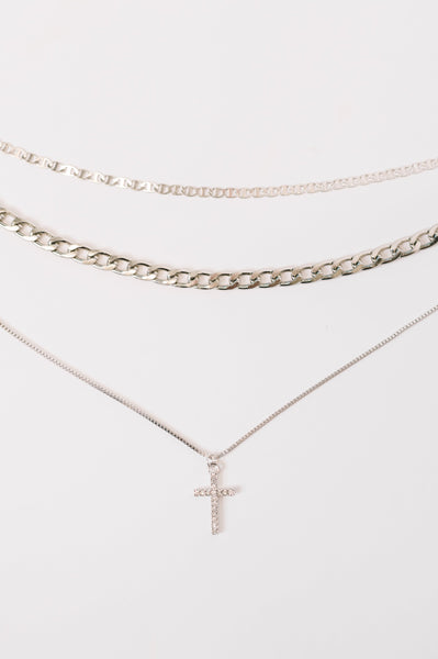 Layered Faith Necklace in Silver