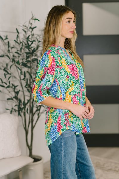 Lizzy Smock Top in Light Multi Painted