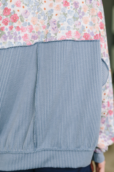 New Opportunities Drop Shoulder Floral Pullover