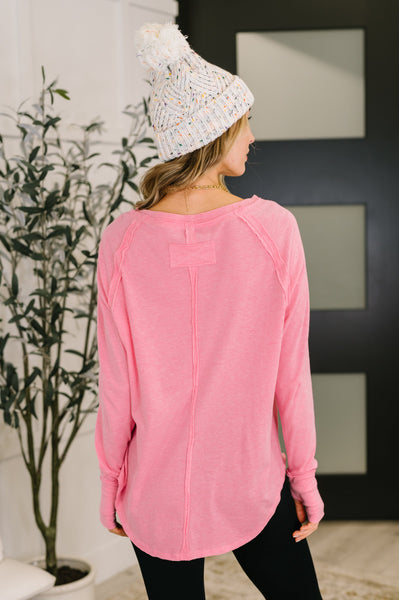 Nice to Each Other Raglan Sleeve Top in Fuchsia