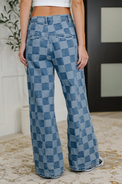 PREORDER: Please Detail Wide Leg Checkered Bottoms