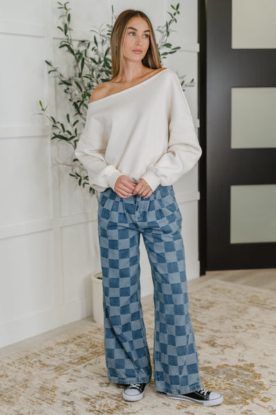 PREORDER: Please Detail Wide Leg Checkered Bottoms
