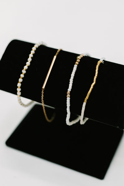 Poised & Polished Bracelet Set in White and Gold