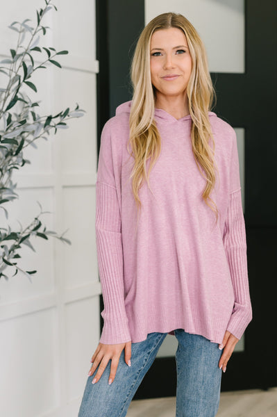 Running Late Hooded Long Sleeve in Mauve