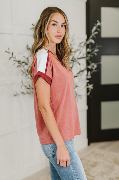 Sew Into You V-Neck Top in Light Rust