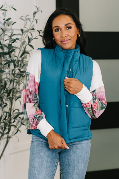 That's What I'm Talkin' About Puffer Vest in Teal