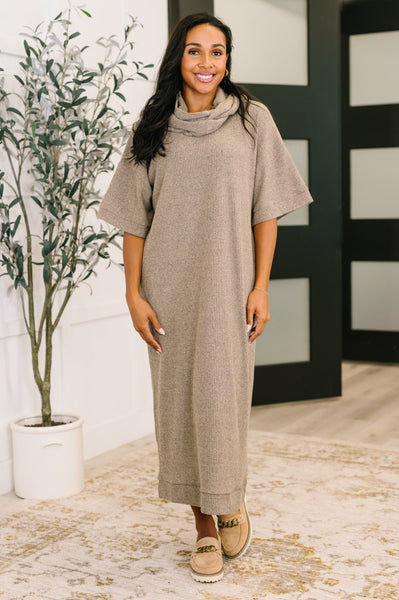 Travel Envy Ribbed Knit Dress in Light Coco