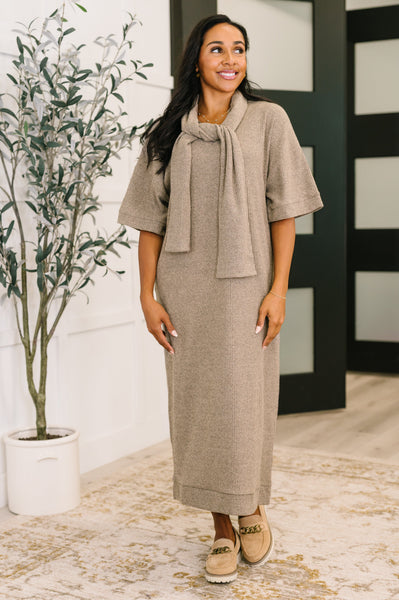 Travel Envy Ribbed Knit Dress in Light Coco