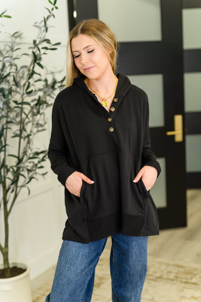 Warm Intentions Henley Pullover in Black